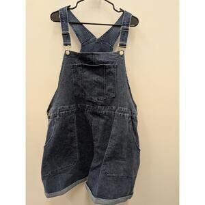 Women’s Denim Short Overalls 4X Blue Jean Romper Adjustable Strap Plus Size